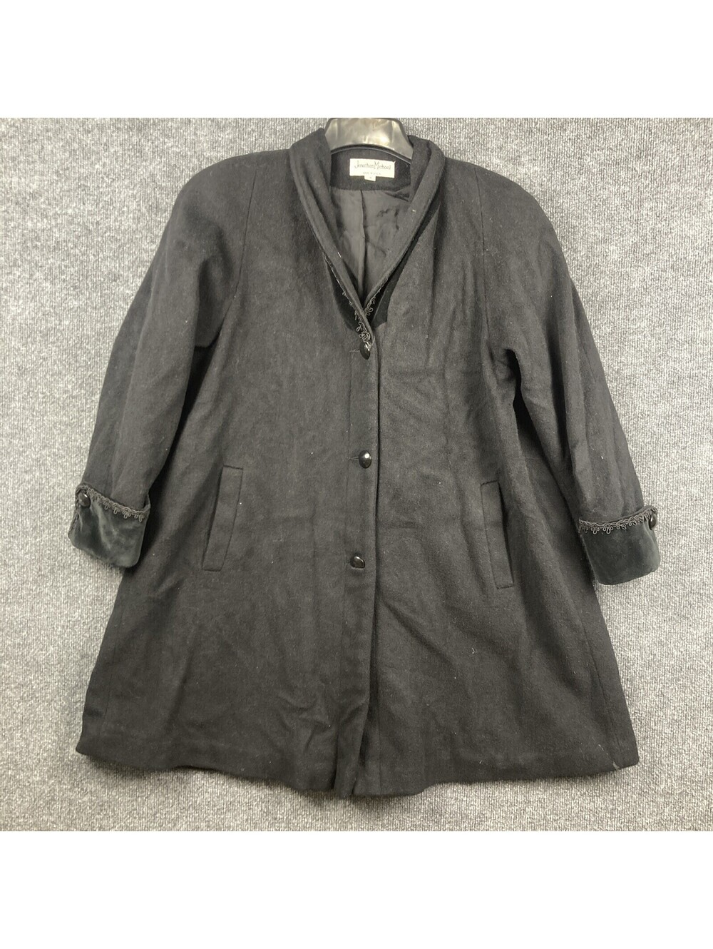 Vintage Jonathan Michael Womens Size 4 Black Wool Blend Collared Button Peacoat